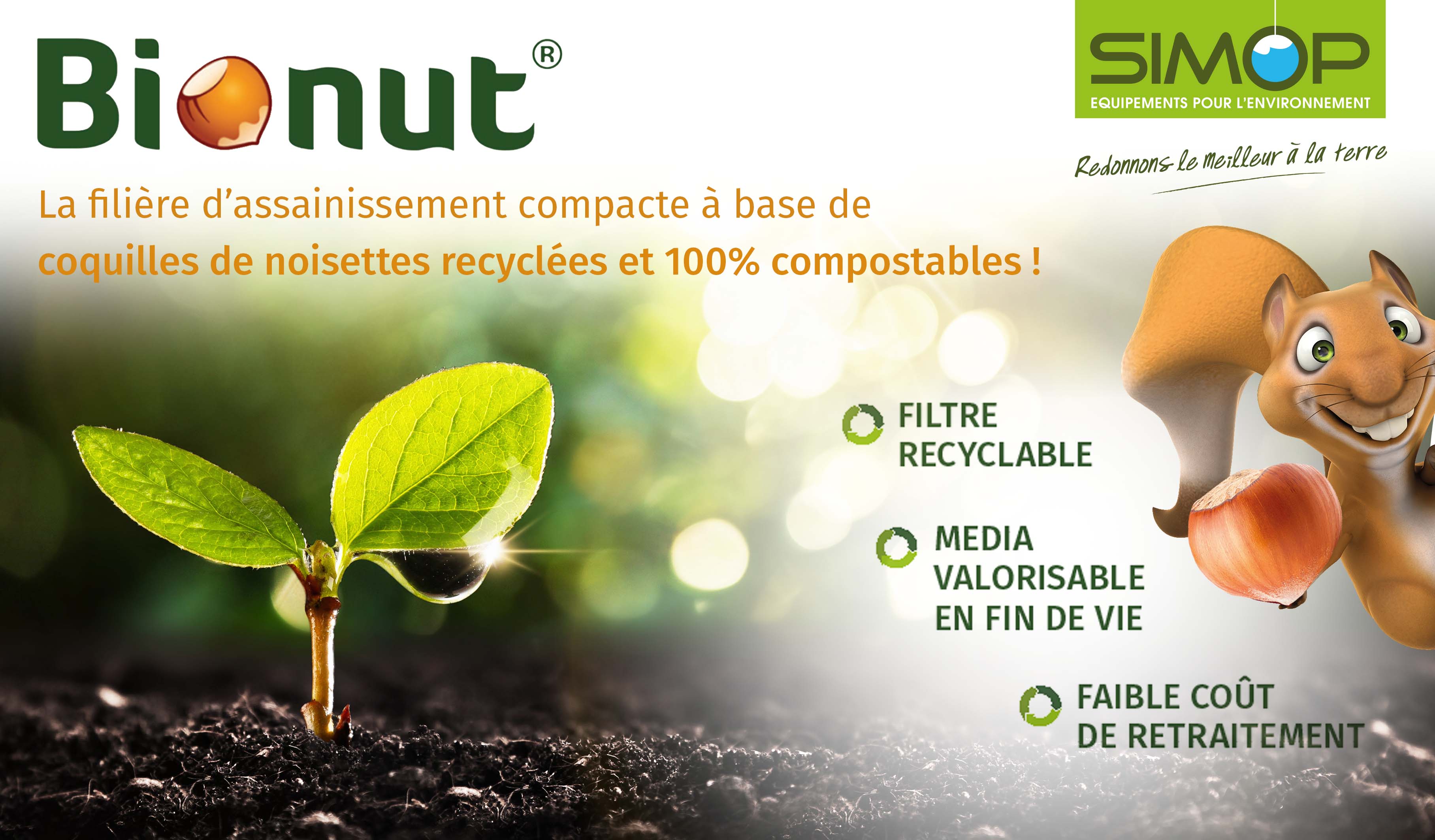 Bionut®, la filière d’assainissement compacte à base de coquilles de noisettes recyclées et 100% compostable
